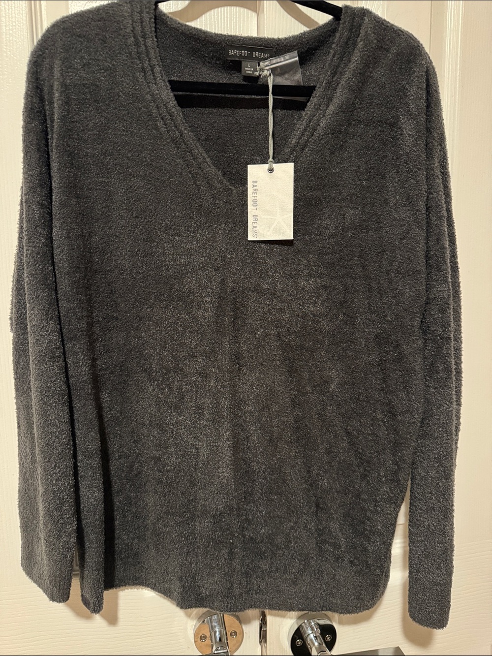 Barefoot Dreams Charcoal Plush V-Neck Sweater